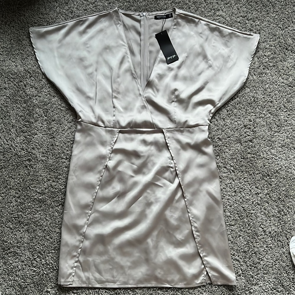 Nasty Gal Gray Satin Dress